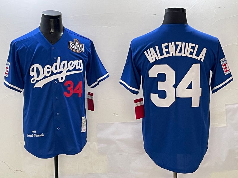 Men Los Angeles Dodgers 34 Valenzuela Blue Throwback Game 2025 Nike MLB Jersey style 3133